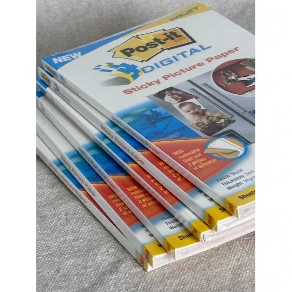 Post-it Digital Sticky Picture Paper 4x6 Inkjet Printer - 25 Sheets -‎ Lot of 6